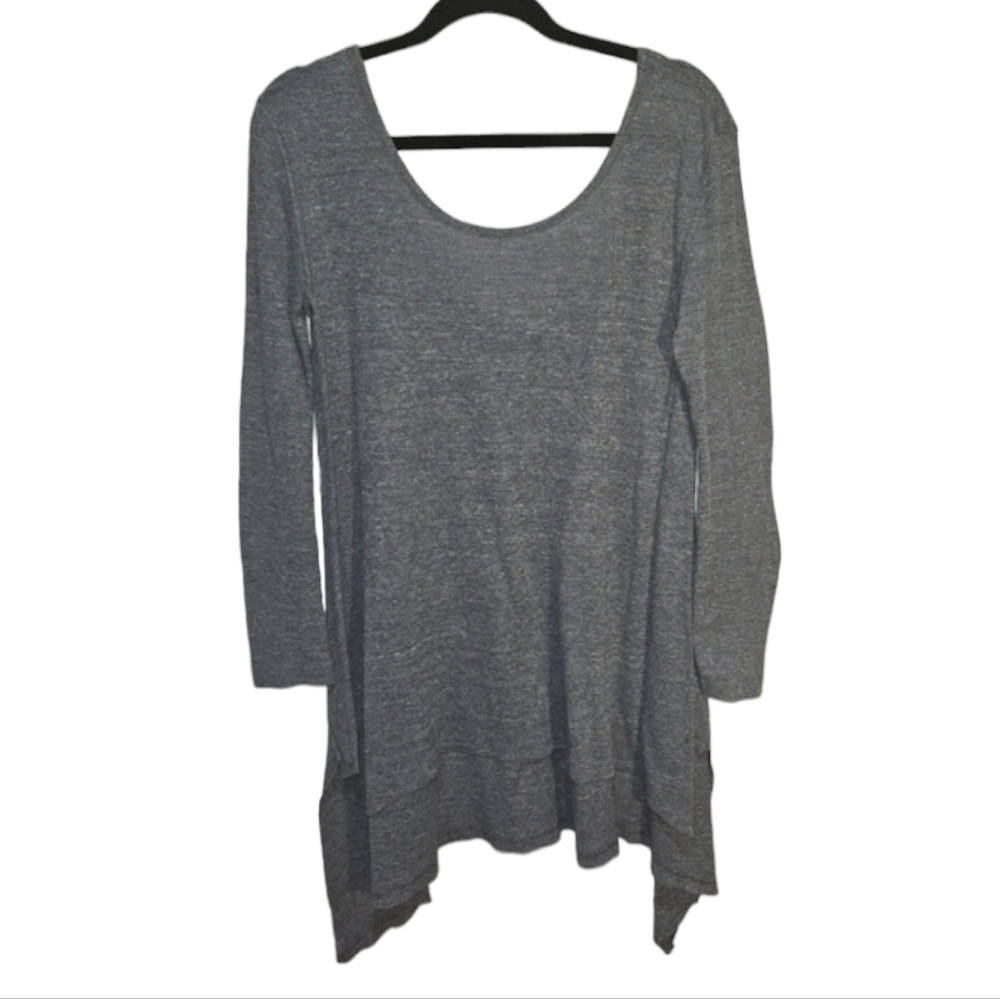We The Free People Shirt Women's Size Medium Heathered Blue Gray Cotton Blend
